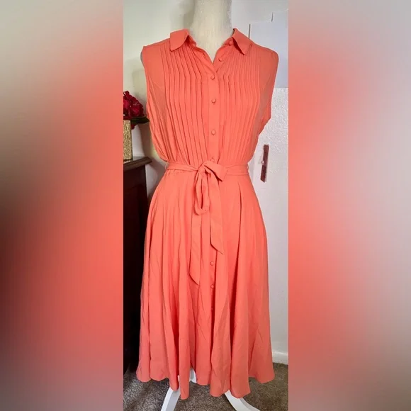 nanette lepore orange dress Orange Floral Sleeveless Midi Dress